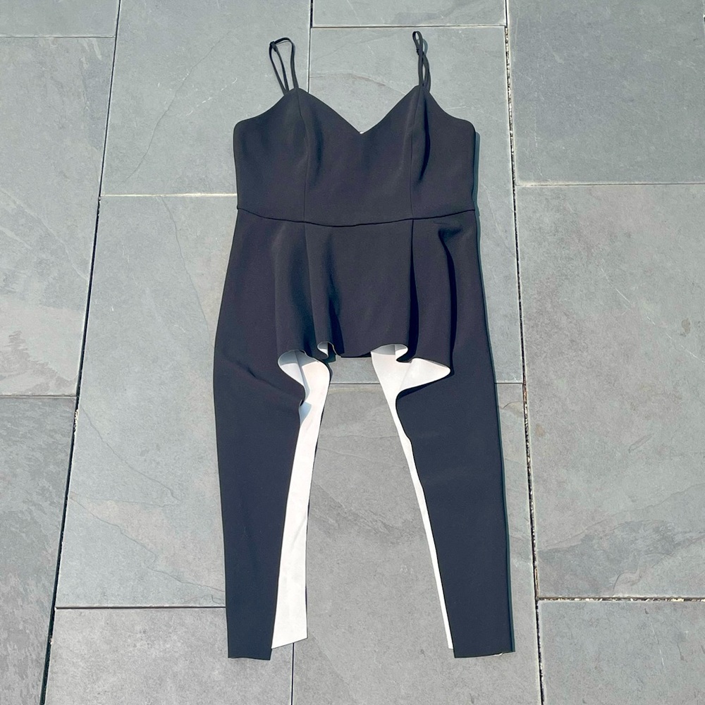 Bardot Spaghetti strap Top‎ Black with White Satin Lining